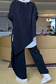 Made in Italy Big Softie Super Slant Knit Top Black 